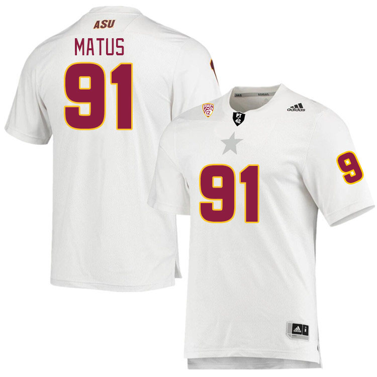 Men #91 Michael Matus Arizona State Sun Devils College Football Jerseys Stitched Sale-White
